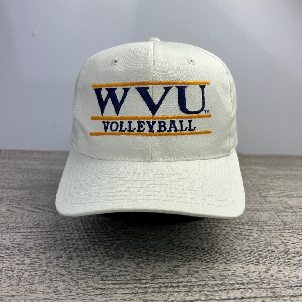 Vintage 90s West Virginia Volleyball Hat Cap Snap Back White Mountaineers NCAA